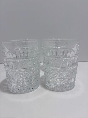 Vintage Czech Bohemian Lead Crystal Whiskey Glasses Set of 4